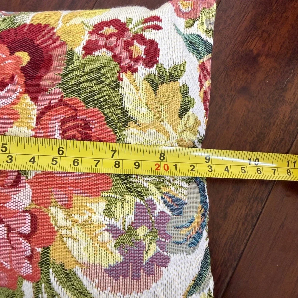 Vintage French Tapestry Floral Pillow 9x9 Art de Lys Needlepoint Cushion‎